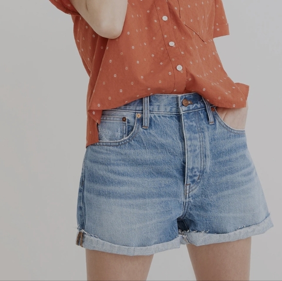 Madewell Light Blue Denim Jean shorts cute off the dad jean shorts 32 womens - Picture 1 of 12